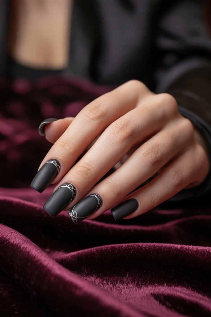 Matte Black Coffin Nails