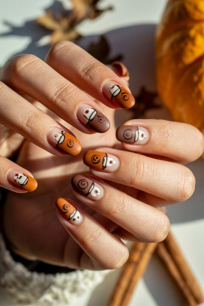 Pumpkin Spice Latte Nails