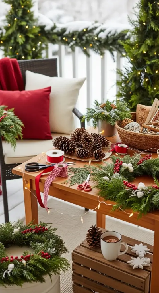 DIY Winter Porch Crafting Station