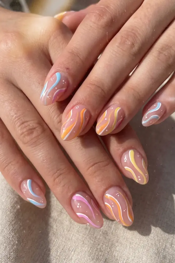 abstract-swirl-short-summer-nail-ideas