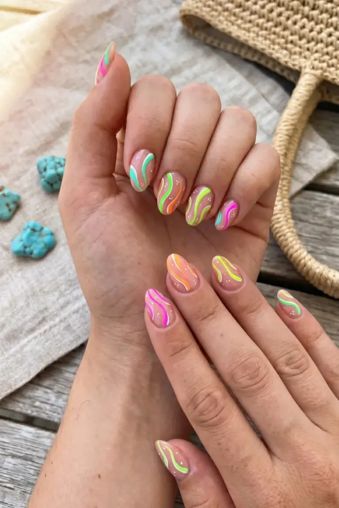 bright-neon-short-summer-nail-ideas