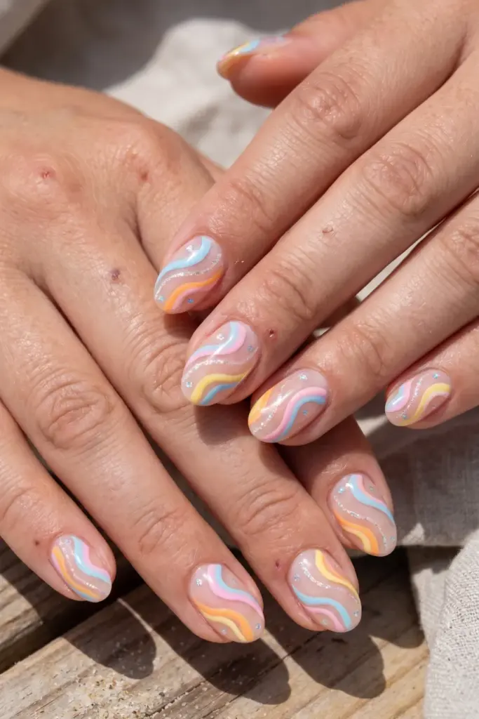glitter-accent-short-summer-nail-ideas