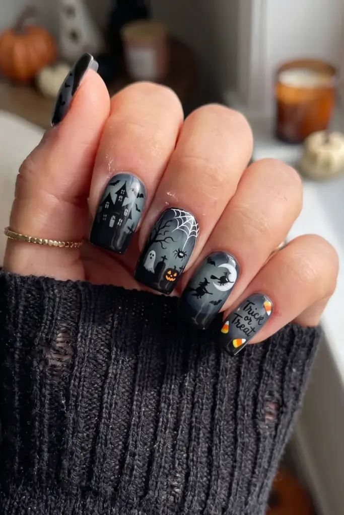 haunted-house-scene-halloween-nails