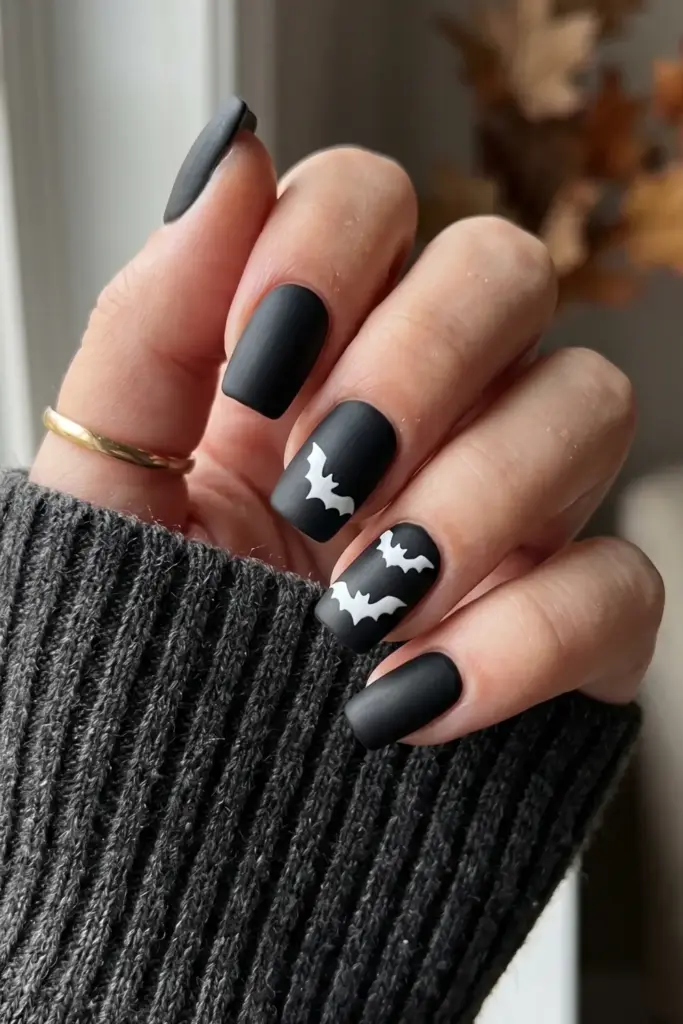 matte-black-bats-halloween-nails
