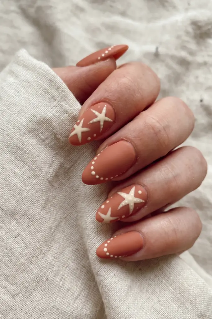 matte-summer-almond-nails-terracotta