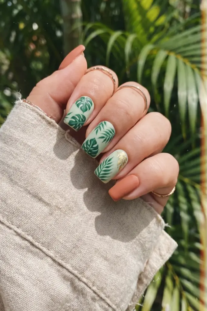 matte-tropical-leaf-square-summer-nails
