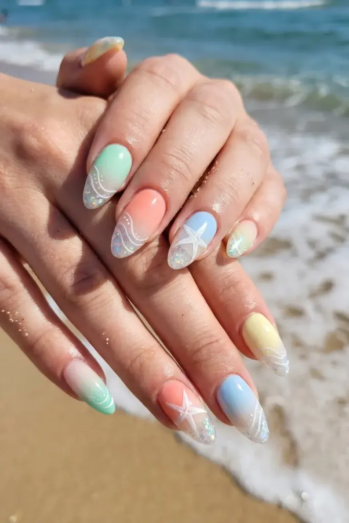pastel-glitter-acrylic-summer-nails