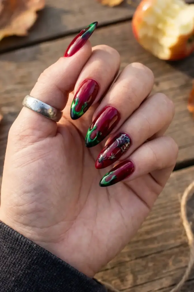 poison-apple-glossy-halloween-nails