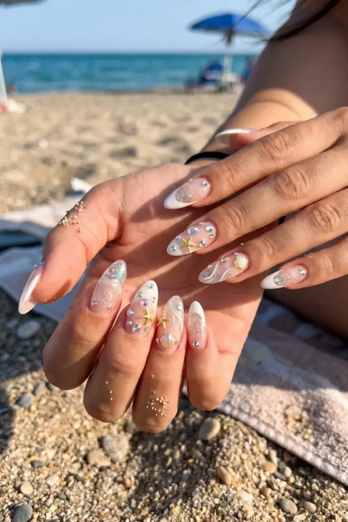 rhinestone-acrylic-summer-nails