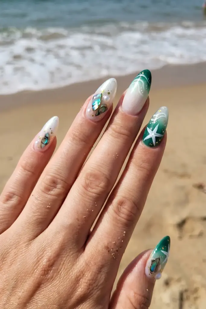 shell-pearl-acrylic-summer-nails
