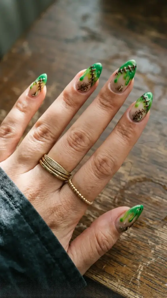 spook-halloween-nail-ideas-green-slime-zombie