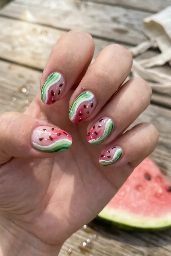 watermelon-short-summer-nail-ideas